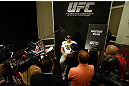 LAS VEGAS, NV - MAY 23:   Antonio "Bigfoot" Silva interacts with media during the UFC 160 Ultimate Media Day at the MGM Grand Hotel/Casino on May 23, 2013 in Las Vegas, Nevada.  (Photo by Josh Hedges/Zuffa LLC/Zuffa LLC via Getty Images)