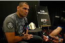 LAS VEGAS, NV - MAY 23:   UFC Heavyweight Champion Cain Velasquez interacts with media during the UFC 160 Ultimate Media Day at the MGM Grand Hotel/Casino on May 23, 2013 in Las Vegas, Nevada.  (Photo by Josh Hedges/Zuffa LLC/Zuffa LLC via Getty Images)