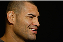 LAS VEGAS, NV - MAY 23:   UFC Heavyweight Champion Cain Velasquez interacts with media during the UFC 160 Ultimate Media Day at the MGM Grand Hotel/Casino on May 23, 2013 in Las Vegas, Nevada.  (Photo by Josh Hedges/Zuffa LLC/Zuffa LLC via Getty Images)