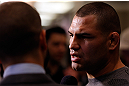 LAS VEGAS, NV - MAY 23:   UFC Heavyweight Champion Cain Velasquez interacts with media during the UFC 160 Ultimate Media Day at the MGM Grand Hotel/Casino on May 23, 2013 in Las Vegas, Nevada.  (Photo by Josh Hedges/Zuffa LLC/Zuffa LLC via Getty Images)
