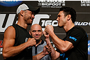 LAS VEGAS, NV - MAY 23:   (L-R) Opponents Donald "Cowboy" Cerrone and Karl "K.J." Noons face off during the UFC 160 Ultimate Media Day at the MGM Grand Hotel/Casino on May 23, 2013 in Las Vegas, Nevada.  (Photo by Josh Hedges/Zuffa LLC/Zuffa LLC via Getty Images)