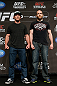 LAS VEGAS, NV - MAY 23:   (L-R) Opponents Gray Maynard and T.J. Grant pose for photos during the UFC 160 Ultimate Media Day at the MGM Grand Hotel/Casino on May 23, 2013 in Las Vegas, Nevada.  (Photo by Josh Hedges/Zuffa LLC/Zuffa LLC via Getty Images)