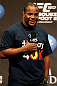 LAS VEGAS, NV - MAY 24:   UFC heavyweight contender and former Oklahoma State and Olympic wrestling standout Daniel Cormier interacts with fans during a Q&A session before the UFC 160 weigh-in at the MGM Grand Garden Arena on May 24, 2013 in Las Vegas, Nevada.  (Photo by Josh Hedges/Zuffa LLC/Zuffa LLC via Getty Images)