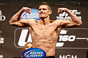 LAS VEGAS, NV - MAY 24:   Stephen Thompson weighs in during the UFC 160 weigh-in at the MGM Grand Garden Arena on May 24, 2013 in Las Vegas, Nevada.  (Photo by Josh Hedges/Zuffa LLC/Zuffa LLC via Getty Images)