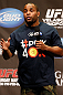 LAS VEGAS, NV - MAY 24:   UFC heavyweight contender and former Oklahoma State and Olympic wrestling standout Daniel Cormier interacts with fans during a Q&A session before the UFC 160 weigh-in at the MGM Grand Garden Arena on May 24, 2013 in Las Vegas, Nevada.  (Photo by Josh Hedges/Zuffa LLC/Zuffa LLC via Getty Images)