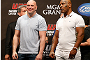 LAS VEGAS, NV - MAY 24:   (L-R) UFC President Dana White and former boxing champion Mike Tyson stand on stage during the UFC 160 weigh-in at the MGM Grand Garden Arena on May 24, 2013 in Las Vegas, Nevada.  (Photo by Josh Hedges/Zuffa LLC/Zuffa LLC via Getty Images)