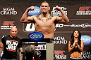 LAS VEGAS, NV - MAY 24:   Cain Velasquez weighs in during the UFC 160 weigh-in at the MGM Grand Garden Arena on May 24, 2013 in Las Vegas, Nevada.  (Photo by Josh Hedges/Zuffa LLC/Zuffa LLC via Getty Images)