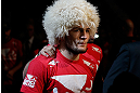 LAS VEGAS, NV - MAY 25:   Khabib Nurmagomedov walks to the Octagon to face Abel Trujillo in their lightweight bout during UFC 160 at the MGM Grand Garden Arena on May 25, 2013 in Las Vegas, Nevada.  (Photo by Josh Hedges/Zuffa LLC/Zuffa LLC via Getty Images)  *** Local Caption *** Khabib Nurmagomedov; Abel Trujillo