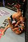 LAS VEGAS, NV - MAY 25:   Rick Story (top) punches Mike Pyle in their welterweight bout during UFC 160 at the MGM Grand Garden Arena on May 25, 2013 in Las Vegas, Nevada.  (Photo by Donald Miralle/Zuffa LLC/Zuffa LLC via Getty Images)  *** Local Caption *** Mike Pyle; Rick Story
