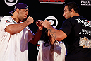 FORTALEZA, BRAZIL - JUNE 06:  (L-R) Opponents Antonio Rodrigo "Minotauro" Nogueira and Fabricio Werdum face off at Centro de Eventos do Ceara on June 6, 2013 in Fortaleza, Ceara, Brazil.  (Photo by Josh Hedges/Zuffa LLC/Zuffa LLC via Getty Images)