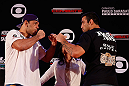 FORTALEZA, BRAZIL - JUNE 06:  (L-R) Opponents Antonio Rodrigo "Minotauro" Nogueira and Fabricio Werdum face off at Centro de Eventos do Ceara on June 6, 2013 in Fortaleza, Ceara, Brazil.  (Photo by Josh Hedges/Zuffa LLC/Zuffa LLC via Getty Images)