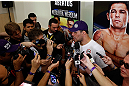 FORTALEZA, BRAZIL - JUNE 06:  Antonio Rodrigo "Minotauro" Nogueira interacts with media at Centro de Eventos do Ceara on June 6, 2013 in Fortaleza, Ceara, Brazil.  (Photo by Josh Hedges/Zuffa LLC/Zuffa LLC via Getty Images)