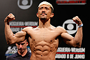 FORTALEZA, BRAZIL - JUNE 07:  Mizuto Hirota weighs in during the UFC weigh-in at Paulo Sarasate Arena on June 7, 2013 in Fortaleza, Ceara, Brazil.  (Photo by Josh Hedges/Zuffa LLC/Zuffa LLC via Getty Images)
