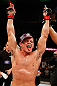 FORTALEZA, BRAZIL - JUNE 08:  Caio Magalhaes reacts after his victory over Karlos Vemola in their middleweight fight during the UFC on FUEL TV event at Paulo Sarasate Arena on June 8, 2013 in Fortaleza, Ceara, Brazil.  (Photo by Josh Hedges/Zuffa LLC/Zuffa LLC via Getty Images)