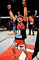 FORTALEZA, BRAZIL - JUNE 08:  Rodrigo Damm reacts after his split decision victory over Mizuto Hirota in their featherweight fight during the UFC on FUEL TV event at Paulo Sarasate Arena on June 8, 2013 in Fortaleza, Ceara, Brazil.  (Photo by Josh Hedges/Zuffa LLC/Zuffa LLC via Getty Images)
