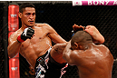 FORTALEZA, BRAZIL - JUNE 08:  (L-R) Ildemar Alcantara kicks Leandro Silva in their welterweight fight during the UFC on FUEL TV event at Paulo Sarasate Arena on June 8, 2013 in Fortaleza, Ceara, Brazil.  (Photo by Josh Hedges/Zuffa LLC/Zuffa LLC via Getty Images)