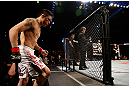 FORTALEZA, BRAZIL - JUNE 08:  Rony "Jason" Mariano Bezerra enters the Octagon before his featherweight fight against Mike Wilkinson during the UFC on FUEL TV event at Paulo Sarasate Arena on June 8, 2013 in Fortaleza, Ceara, Brazil.  (Photo by Josh Hedges/Zuffa LLC/Zuffa LLC via Getty Images)