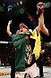 FORTALEZA, BRAZIL - JUNE 08:  Rony "Jason" Mariano Bezerra reacts after defeating Mike Wilkinson in their featherweight fight during the UFC on FUEL TV event at Paulo Sarasate Arena on June 8, 2013 in Fortaleza, Ceara, Brazil.  (Photo by Josh Hedges/Zuffa LLC/Zuffa LLC via Getty Images)
