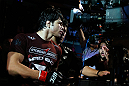FORTALEZA, BRAZIL - JUNE 08:  Erick Silva enters the arena before his welterweight fight against Jason High during the UFC on FUEL TV event at Paulo Sarasate Arena on June 8, 2013 in Fortaleza, Ceara, Brazil.  (Photo by Josh Hedges/Zuffa LLC/Zuffa LLC via Getty Images)
