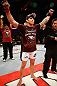FORTALEZA, BRAZIL - JUNE 08:  Erick Silva reacts after defeating Jason High in their welterweight fight during the UFC on FUEL TV event at Paulo Sarasate Arena on June 8, 2013 in Fortaleza, Ceara, Brazil.  (Photo by Josh Hedges/Zuffa LLC/Zuffa LLC via Getty Images)