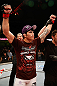 FORTALEZA, BRAZIL - JUNE 08:  Erick Silva reacts after defeating Jason High in their welterweight fight during the UFC on FUEL TV event at Paulo Sarasate Arena on June 8, 2013 in Fortaleza, Ceara, Brazil.  (Photo by Josh Hedges/Zuffa LLC/Zuffa LLC via Getty Images)