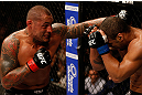 FORTALEZA, BRAZIL - JUNE 08:  (L-R) Thiago Silva punches Rafael "Feijao" Cavalcante in their light heavyweight fight during the UFC on FUEL TV event at Paulo Sarasate Arena on June 8, 2013 in Fortaleza, Ceara, Brazil.  (Photo by Josh Hedges/Zuffa LLC/Zuffa LLC via Getty Images)