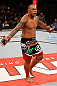FORTALEZA, BRAZIL - JUNE 08:  Thiago Silva reacts after knocking out Rafael "Feijao" Cavalcante in their light heavyweight fight during the UFC on FUEL TV event at Paulo Sarasate Arena on June 8, 2013 in Fortaleza, Ceara, Brazil.  (Photo by Josh Hedges/Zuffa LLC/Zuffa LLC via Getty Images)