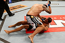 FORTALEZA, BRAZIL - JUNE 08:  (L-R) Fabricio Werdum punches Antonio Rodrigo "Minotauro" Nogueira in their heavyweight fight during the UFC on FUEL TV event at Paulo Sarasate Arena on June 8, 2013 in Fortaleza, Ceara, Brazil.  (Photo by Josh Hedges/Zuffa LLC/Zuffa LLC via Getty Images)
