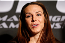 WINNIPEG, CANADA - JUNE 13:  Alexis Davis interacts with media during the UFC 161 media day at The Met on June 13, 2013 in Winnipeg, Manitoba, Canada.  (Photo by Josh Hedges/Zuffa LLC/Zuffa LLC via Getty Images)