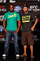 WINNIPEG, CANADA - JUNE 13:  (L-R) Opponents Rashad Evans and Dan Henderson pose for photos during the UFC 161 media day at The Met on June 13, 2013 in Winnipeg, Manitoba, Canada.  (Photo by Josh Hedges/Zuffa LLC/Zuffa LLC via Getty Images)