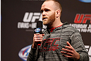 WINNIPEG, CANADA - JUNE 14:  T.J. Grant interacts with fans during a Q&A session before the UFC 161 weigh-in at the MTS Centre on June 14, 2013 in Winnipeg, Manitoba, Canada.  (Photo by Josh Hedges/Zuffa LLC/Zuffa LLC via Getty Images)