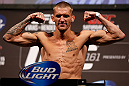 WINNIPEG, CANADA - JUNE 14:  Dustin Pague weighs in during the UFC 161 weigh-in at the MTS Centre on June 14, 2013 in Winnipeg, Manitoba, Canada.  (Photo by Josh Hedges/Zuffa LLC/Zuffa LLC via Getty Images)