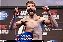 WINNIPEG, CANADA - JUNE 14:  Mitch Clarke weighs in during the UFC 161 weigh-in at the MTS Centre on June 14, 2013 in Winnipeg, Manitoba, Canada.  (Photo by Josh Hedges/Zuffa LLC/Zuffa LLC via Getty Images)