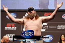 WINNIPEG, CANADA - JUNE 14:  "Big Country" Roy Nelson weighs in during the UFC 161 weigh-in at the MTS Centre on June 14, 2013 in Winnipeg, Manitoba, Canada.  (Photo by Josh Hedges/Zuffa LLC/Zuffa LLC via Getty Images)