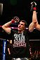WINNIPEG, CANADA - JUNE 15:  Roland Delorme reacts after defeating Edwin Figueroa in their bantamweight fight during the UFC 161 event at the MTS Centre on June 15, 2013 in Winnipeg, Manitoba, Canada.  (Photo by Josh Hedges/Zuffa LLC/Zuffa LLC via Getty Images)