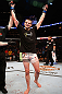 WINNIPEG, CANADA - JUNE 15:  James Krause reacts after his submission victory over Sam Stout in their lightweight fight during the UFC 161 event at the MTS Centre on June 15, 2013 in Winnipeg, Manitoba, Canada.  (Photo by Josh Hedges/Zuffa LLC/Zuffa LLC via Getty Images)
