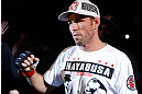 WINNIPEG, CANADA - JUNE 15:  Jake Shields enters the arena before his welterweight fight against Tyron Woodley during the UFC 161 event at the MTS Centre on June 15, 2013 in Winnipeg, Manitoba, Canada.  (Photo by Josh Hedges/Zuffa LLC/Zuffa LLC via Getty Images)
