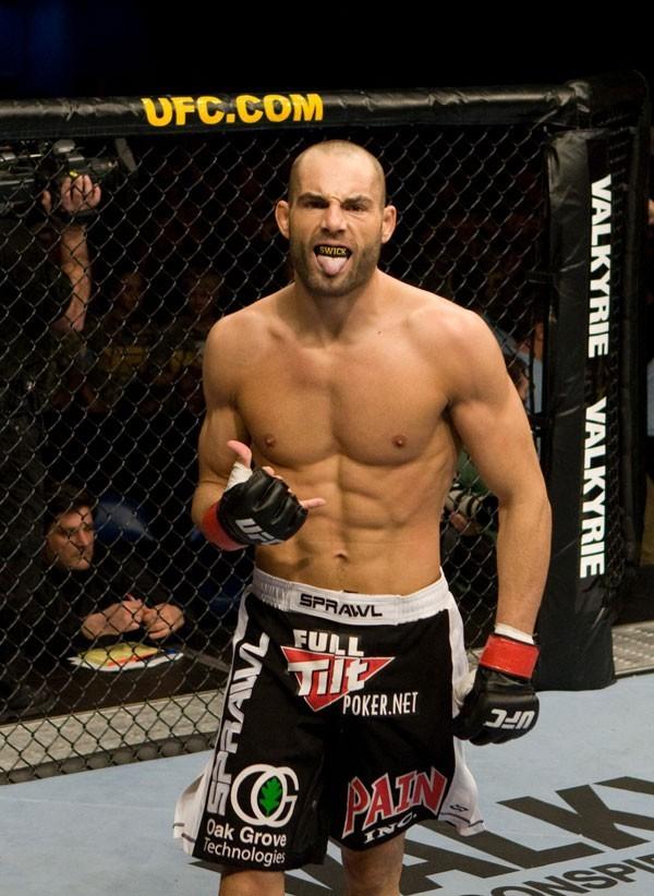 Mike Swick (black/white shorts) def. Jonathan Goulet (white shorts) - TKO - :33 round 1 during the UFC Fight for the Troops at Crown Coliseum on December 10, 2008 in Fayetteville, North Carolina. (Photo by Josh Hedges/Zuffa LLC)