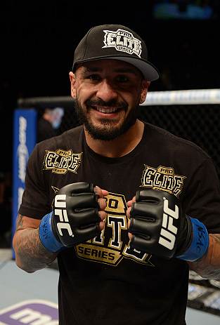 LAS VEGAS, NV - FEBRUARY 02: Francisco Rivera reacts to his victory over Edwin Figueroa after their bantamweight fight at UFC 156 on February 2, 2013 at the Mandalay Bay Events Center in Las Vegas, Nevada. (Photo by Donald Miralle/Zuffa LLC/Zuffa LLC via Getty Images) *** Local Caption *** Francisco Rivera; Edwin Figueroa