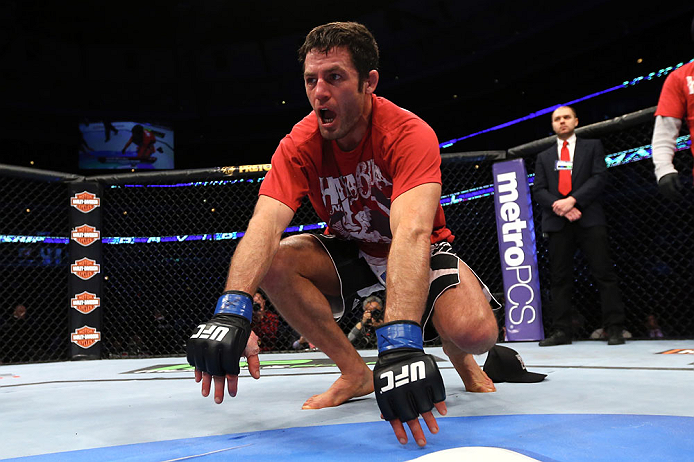 CHICAGO, IL - JANUARY 26:  David Mitchell celebrates after defeating Simeon Thoresen during their Welterweight Bout part of Facebook Prelims at United Center on January 26, 2013 in Chicago, Illinois.  (Photo by Al Bello/Zuffa LLC/Zuffa LLC Via Getty Images)