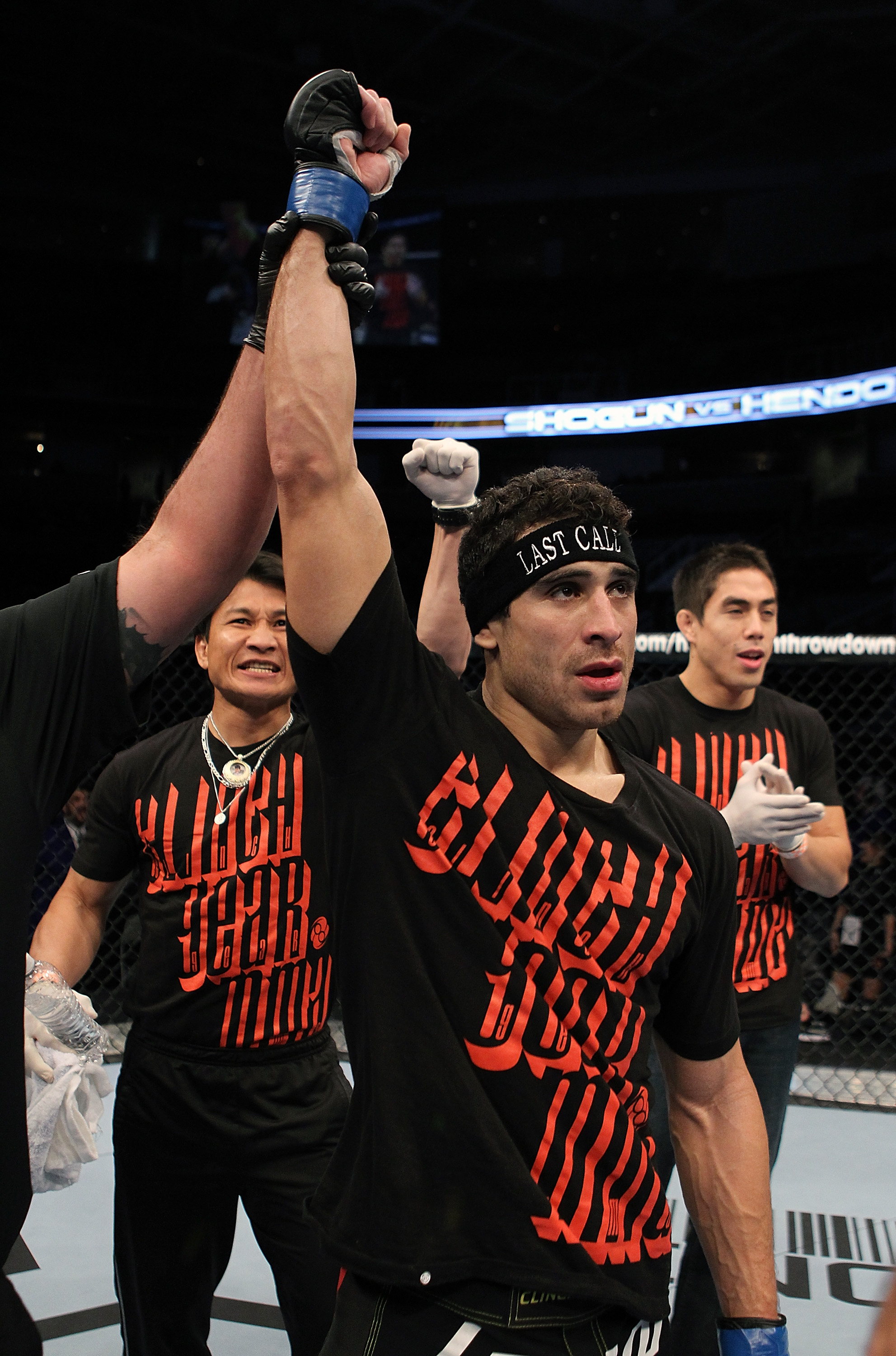 SAN JOSE, CA - NOVEMBER 19: Danny Castillo celebrates defeating Shamar Bailey in an Lightweight bout at the HP Pavillion in San Jose, California on November 19, 2011 in San Jose, California. (Photo by Josh Hedges/Zuffa LLC/Zuffa LLC via Getty Images)