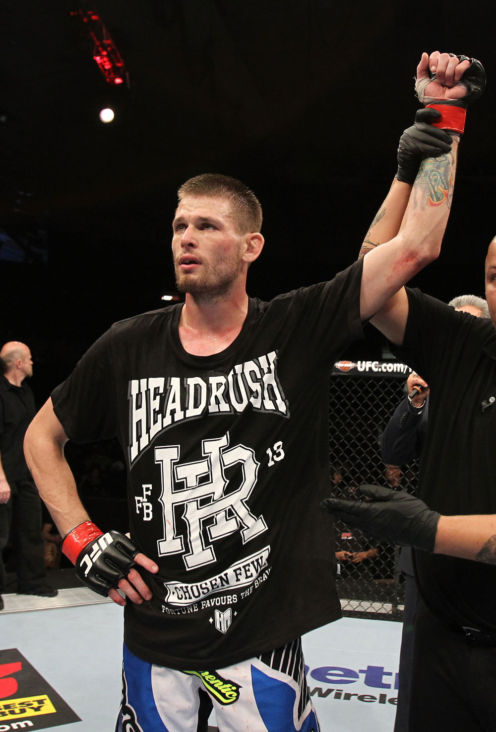 OMAHA, NE - FEBRUARY 15: Tim Means reacts after defeating Bernardo Magalhaes during the UFC on FUEL TV event at Omaha Civic Auditorium on February 15, 2012 in Omaha, Nebraska. (Photo by Josh Hedges/Zuffa LLC/Zuffa LLC via Getty Images) *** Local Caption *** Tim Means