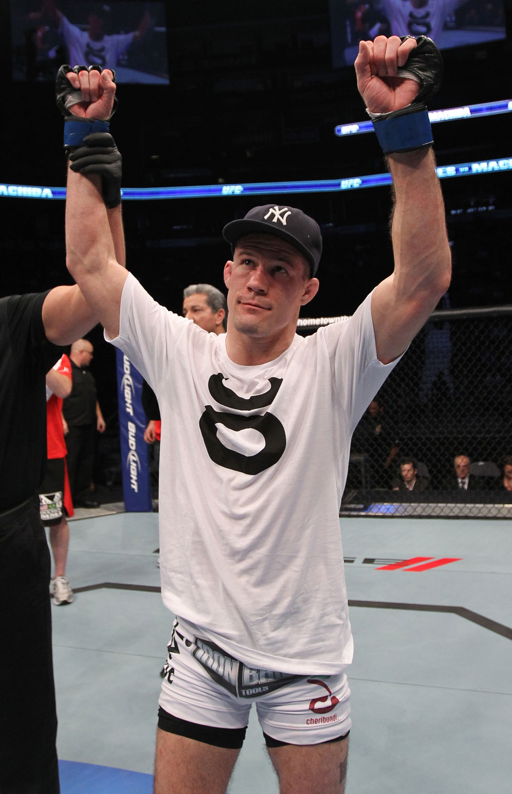 TORONTO, ON - DECEMBER 10:  John Cholish reacts after defeating Mitch Clarke by TKO during the UFC 140 event at Air Canada Centre on December 10, 2011 in Toronto, Canada.  (Photo by Nick Laham/Zuffa LLC/Zuffa LLC)