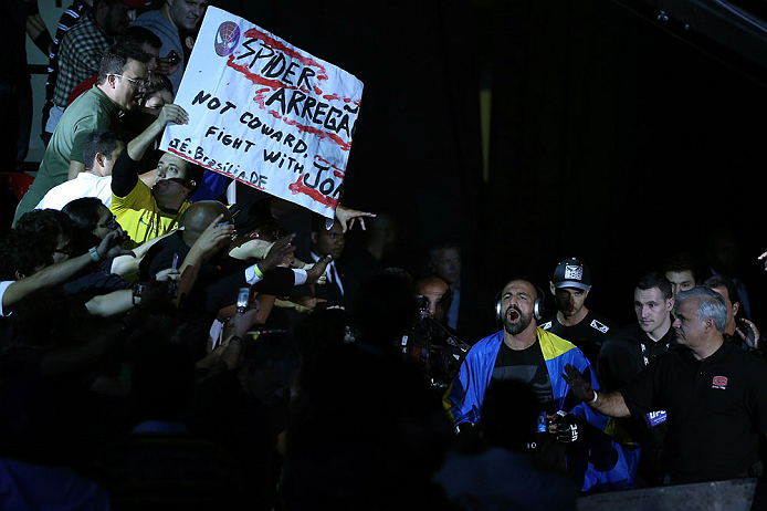 RIO DE JANEIRO, BRAZIL - OCTOBER 13:  Reza Madadi enters the arena before his lightweight fight against Cristiano Marcello at UFC 153 inside HSBC Arena on October 13, 2012 in Rio de Janeiro, Brazil.  (Photo by Josh Hedges/Zuffa LLC/Zuffa LLC via Getty Images)