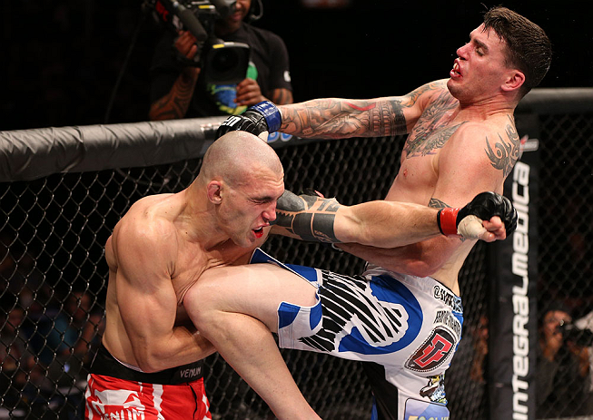 RIO DE JANEIRO, BRAZIL - OCTOBER 13:  (R-L) Chris Camozzi delivers a knee strike against Luiz Cane during their middleweight fight at UFC 153 inside HSBC Arena on October 13, 2012 in Rio de Janeiro, Brazil.  (Photo by Josh Hedges/Zuffa LLC/Zuffa LLC via Getty Images)