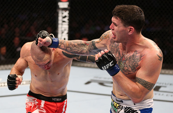 RIO DE JANEIRO, BRAZIL - OCTOBER 13:  (R-L) Chris Camozzi punches Luiz Cane during their middleweight fight at UFC 153 inside HSBC Arena on October 13, 2012 in Rio de Janeiro, Brazil.  (Photo by Josh Hedges/Zuffa LLC/Zuffa LLC via Getty Images)