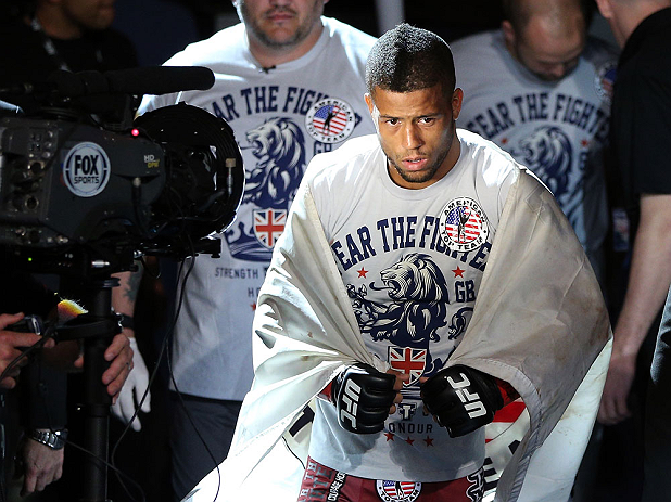 NOTTINGHAM, ENGLAND - SEPTEMBER 29: Jason Young enters the arena before his featherweight fight against Robbie Peralta at the UFC on Fuel TV event at Capital FM Arena on September 29, 2012 in Nottingham, England. (Photo by Josh Hedges/Zuffa LLC/Zuffa LLC via Getty Images)