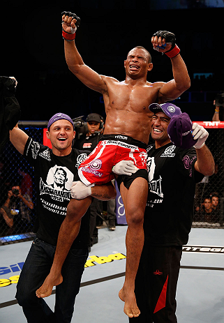 SAO PAULO, BRAZIL - JANUARY 19: Francisco Trinaldo reacts after defeating C.J. Keith in their lightweight fight at the UFC on FX event on January 19, 2013 at Ibirapuera Gymnasium in Sao Paulo, Brazil. (Photo by Josh Hedges/Zuffa LLC/Zuffa LLC via Getty Images)