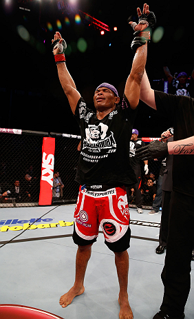 SAO PAULO, BRAZIL - JANUARY 19: Francisco Trinaldo reacts after defeating C.J. Keith in their lightweight fight at the UFC on FX event on January 19, 2013 at Ibirapuera Gymnasium in Sao Paulo, Brazil. (Photo by Josh Hedges/Zuffa LLC/Zuffa LLC via Getty Images)