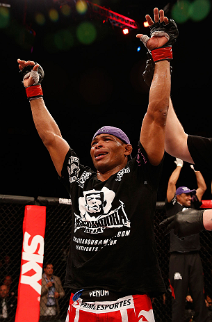 SAO PAULO, BRAZIL - JANUARY 19: Francisco Trinaldo reacts after defeating C.J. Keith in their lightweight fight at the UFC on FX event on January 19, 2013 at Ibirapuera Gymnasium in Sao Paulo, Brazil. (Photo by Josh Hedges/Zuffa LLC/Zuffa LLC via Getty Images)
